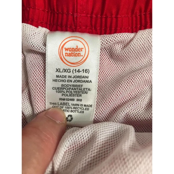 Wonder Nation Boys Swim trunk, red and black,  Boys Size XL/XG14-16) - Picture 4 of 8